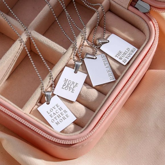 Love Each Other More Necklace PVD 18K White Gold Plated Stainless Steel - Picture 8 of 8